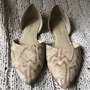 Franco Sarto Nude Snake Print Flat